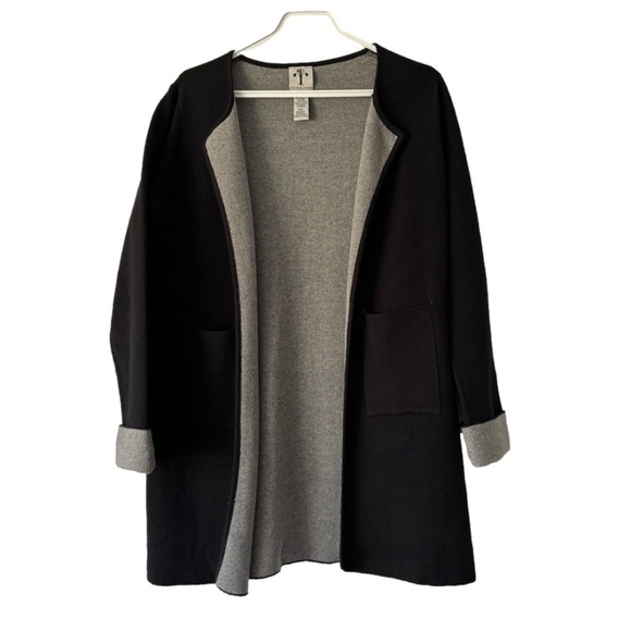 Rain + Rose Wool blend open drape cardigan black and grey size M - Picture 1 of 15